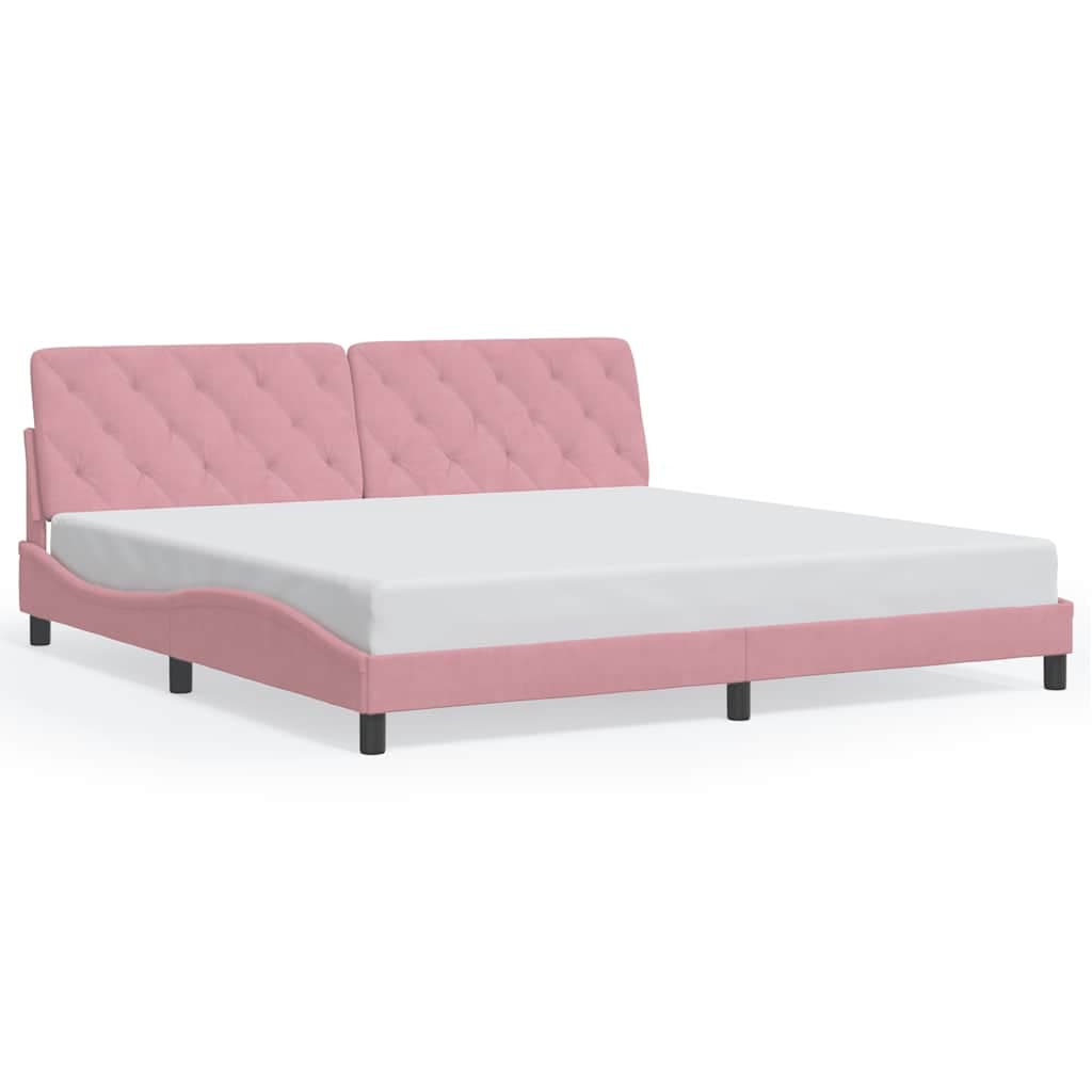 vidaXL Estrutura de cama sem colchão 200x200 cm veludo rosa