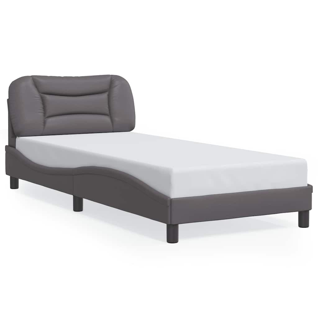 vidaXL Estrutura de cama sem colchão Hvar couro artificial 80x200 cm cinzento