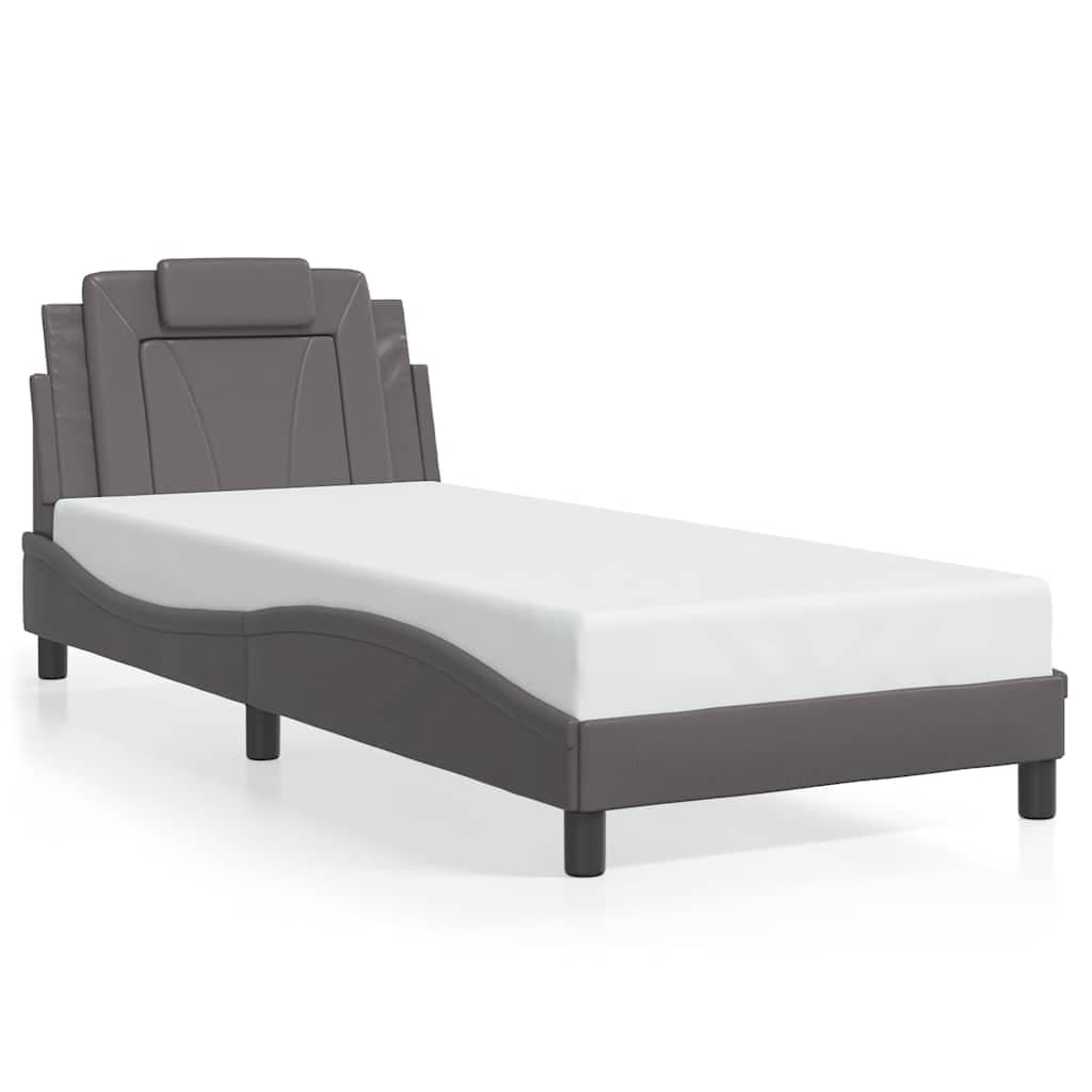 vidaXL Estrutura Cama com Cabeceira Couro Artificial 80x200 cm Cinzento - 940080792