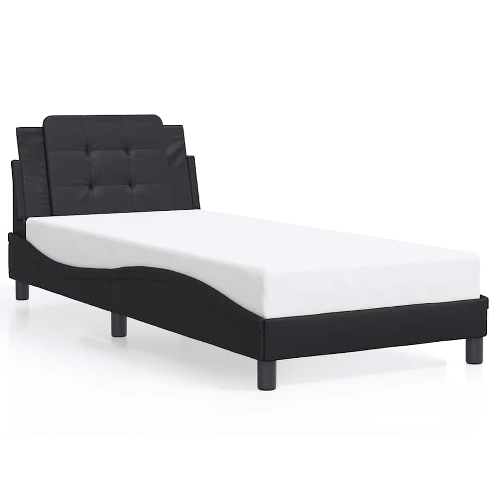 vidaXL Estrutura de cama sem colchão Zadar 90x200 cm couro artificial preto