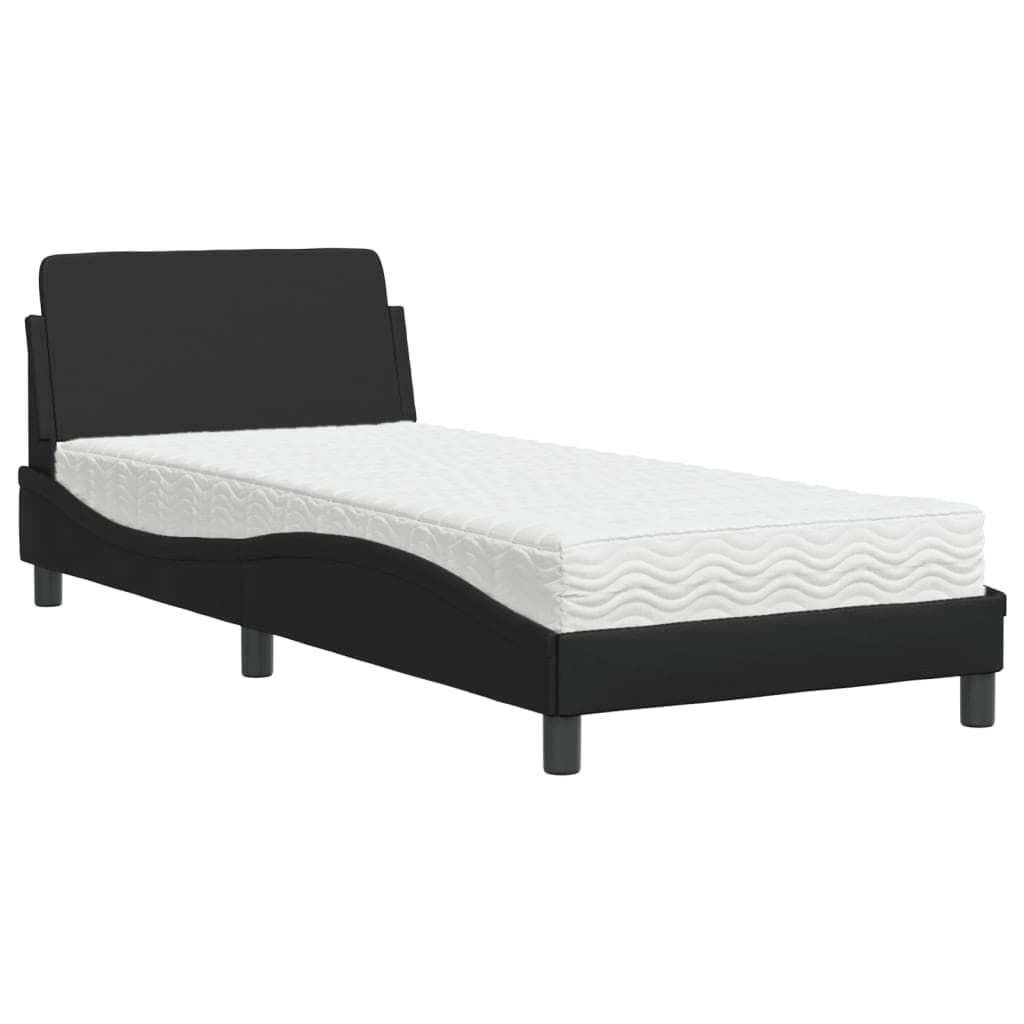 vidaXL Cama com colchão Dover 80x200 cm couro artificial preto