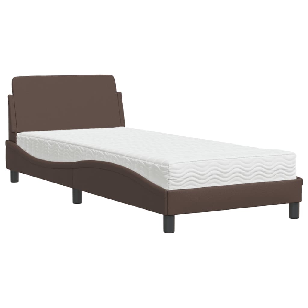 vidaXL Cama com colchão Dover 80x200 cm couro artificial castanho