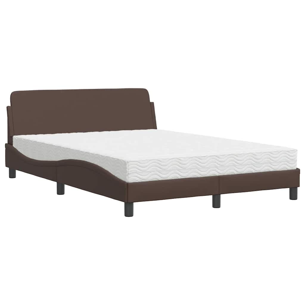 vidaXL Cama com colchão Dover 120x200 cm couro artificial castanho