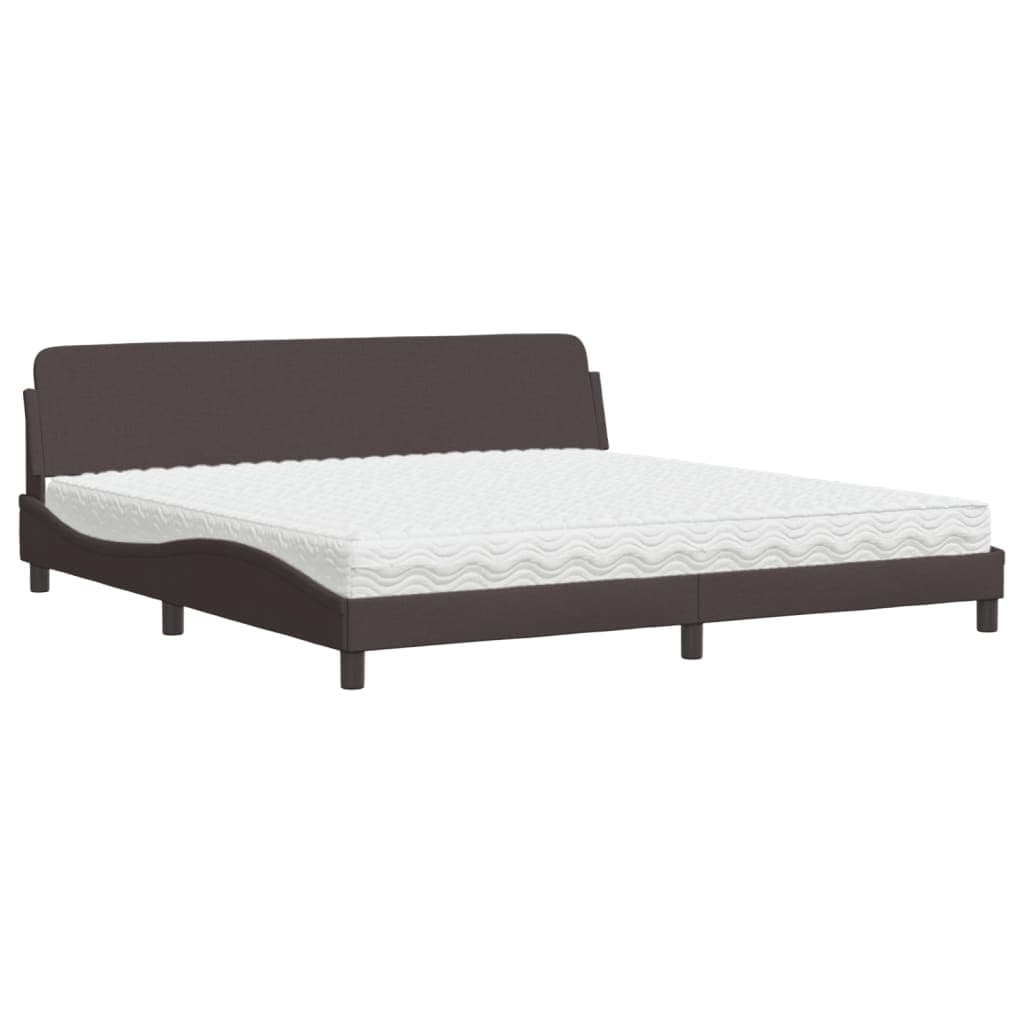 vidaXL Cama com colchão Dover 200x200 cm tecido castanho-escuro
