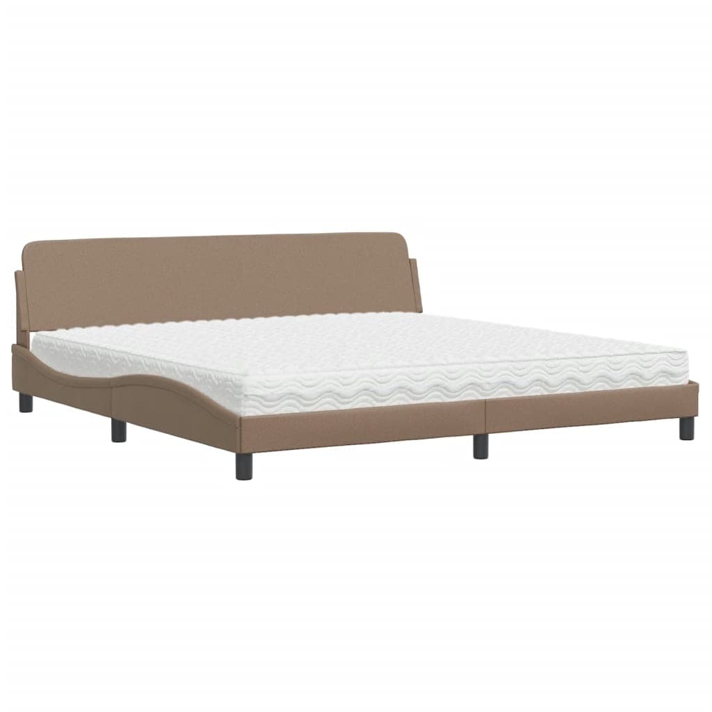 vidaXL Cama com Colchão 200x200 cm Couro Artificial Cappuccino - 1674317116
