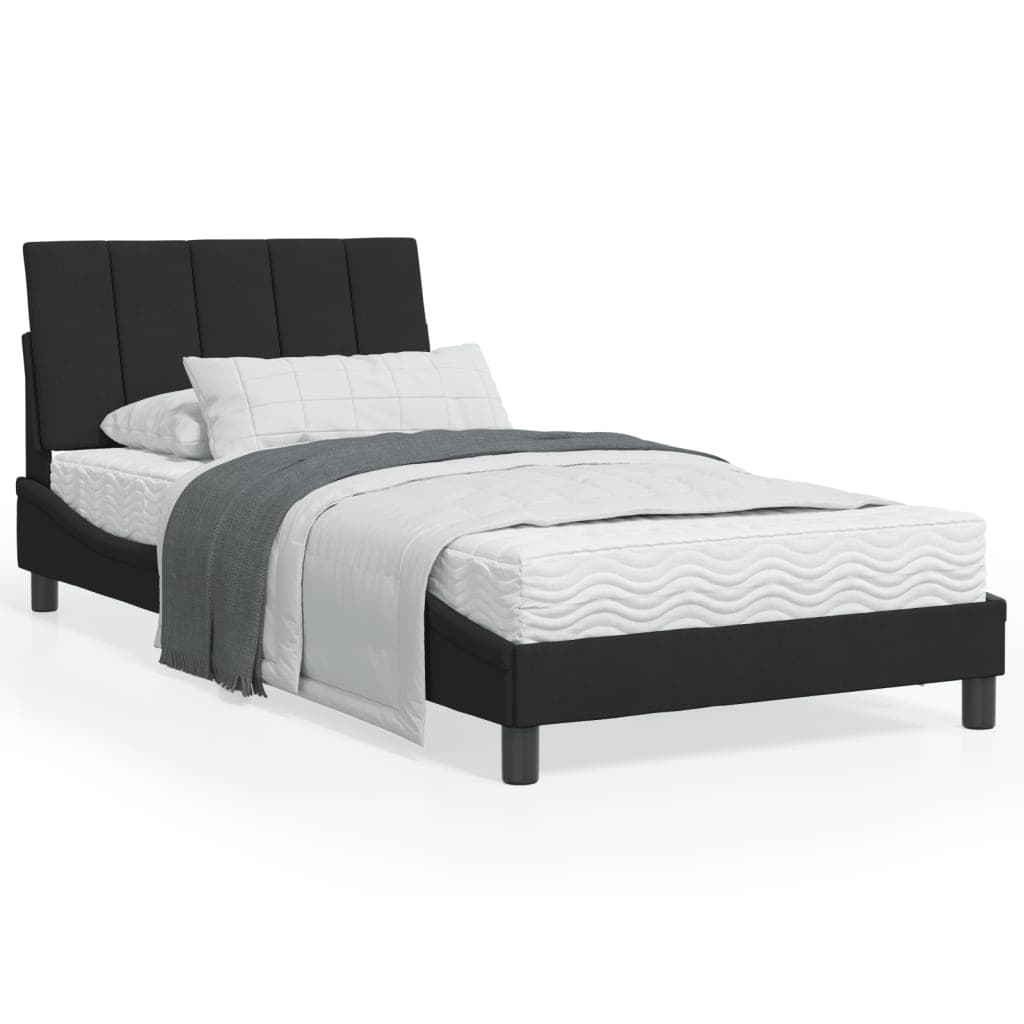 vidaXL Cama com colchão Hanko 100x200 cm veludo preto