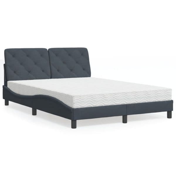 vidaXL Cama com Colchão 140x190 cm Veludo Cinzento-escuro - 1005110835