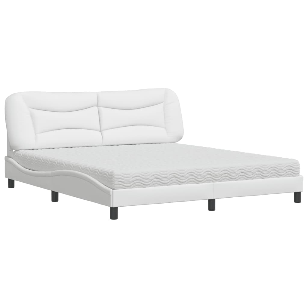 vidaXL Cama com Colchão 180x200 cm Couro Artificial Branco - 2359681692