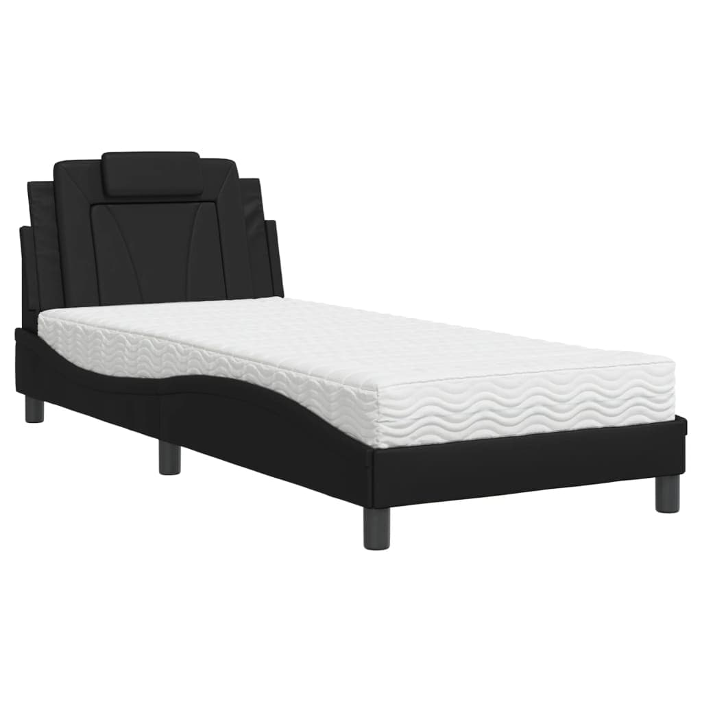 vidaXL Cama Viana com colchão 80x200 cm couro artificial preto