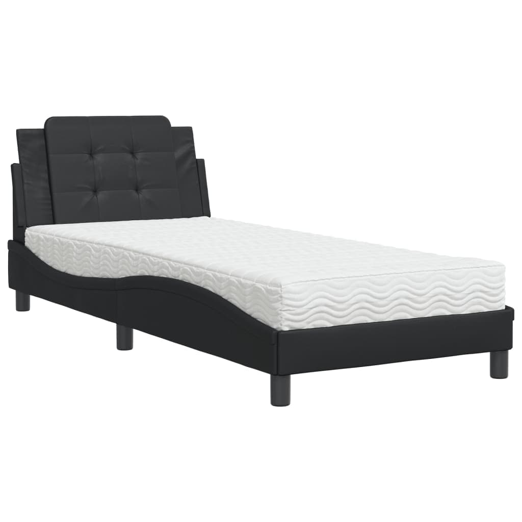 vidaXL Estrutura de cama sem colchão Zadar 90x190 cm couro artificial preto