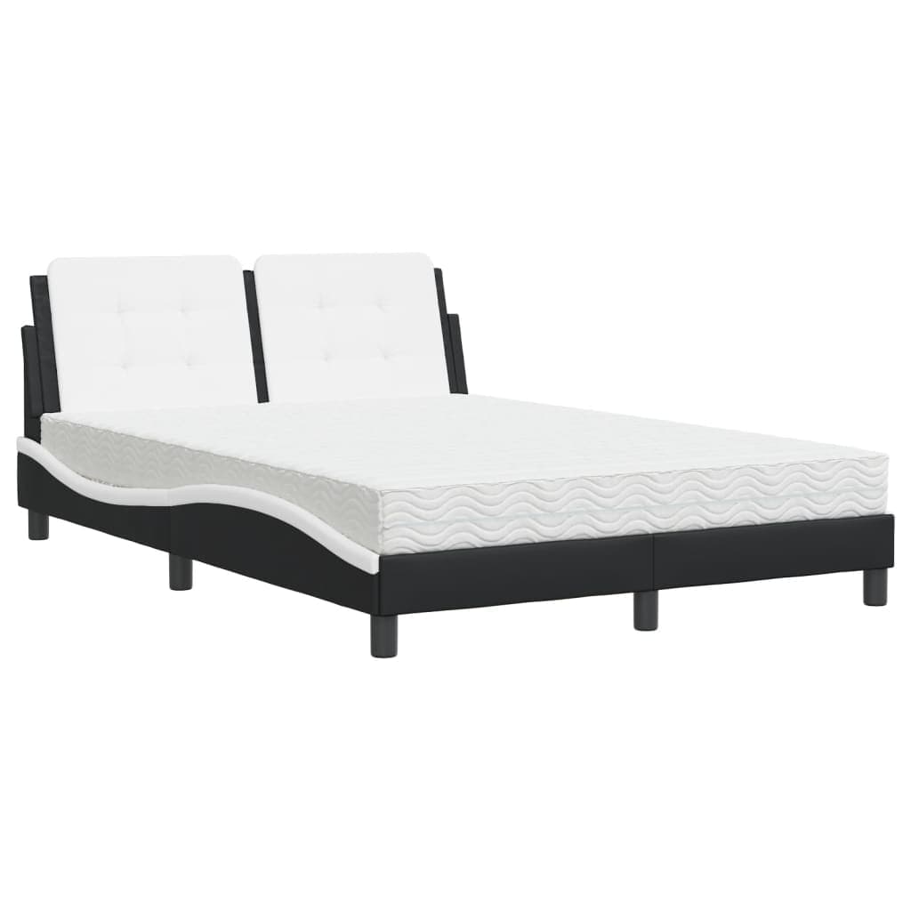 vidaXL Estrutura de cama sem colchão Zadar 120x200 cm couro artificial preto e branco