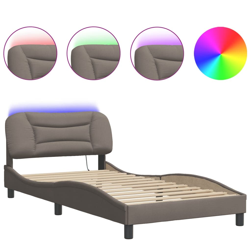 vidaXL Estrutura de cama com LED sem colchão Hvar 100x200 cm tecido
