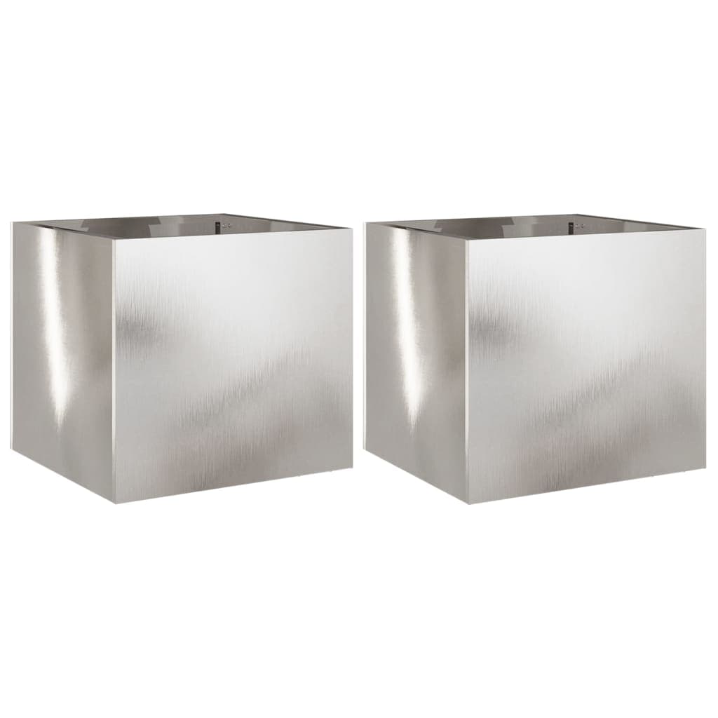 vidaXL Vasos/floreiras 2 pcs 32x30x29 cm aço inoxidável prateado