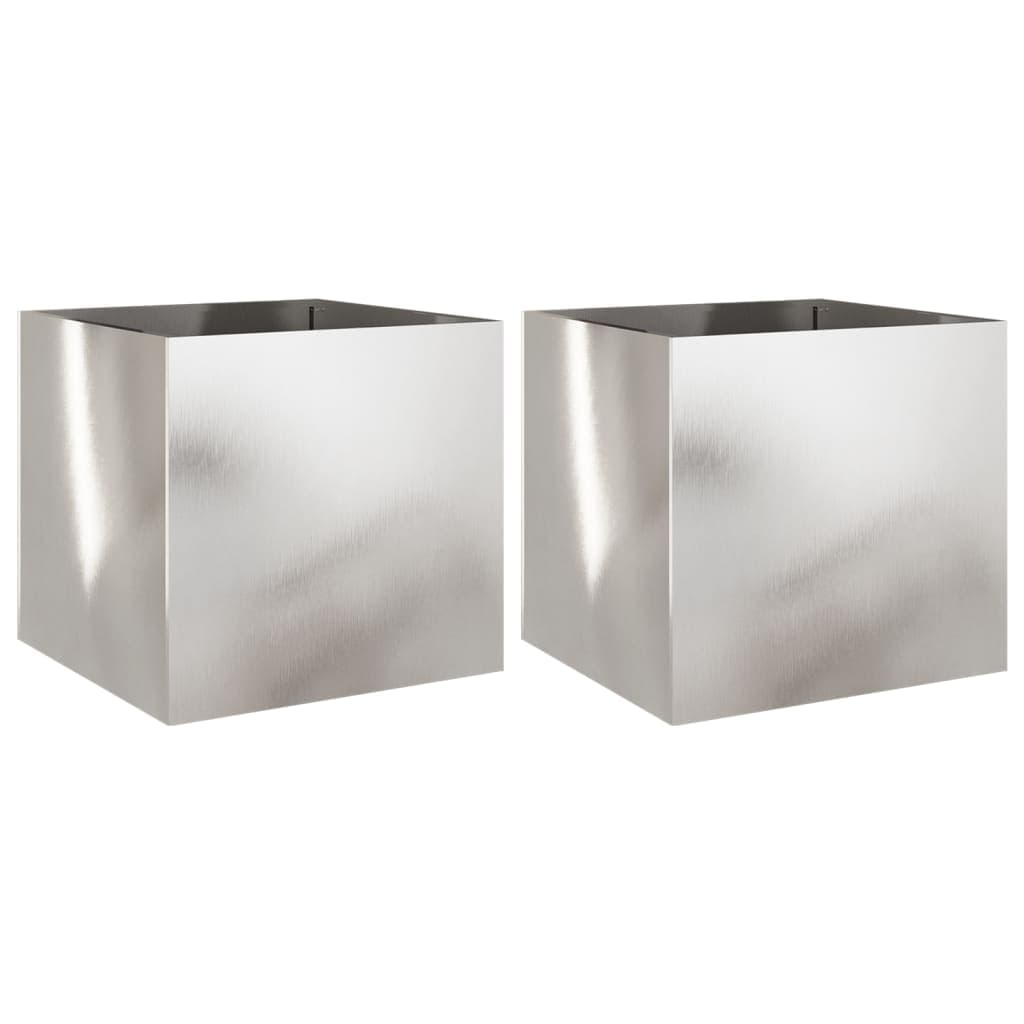 vidaXL Vasos/floreiras 2 pcs 49x47x46 cm aço inoxidável prateado