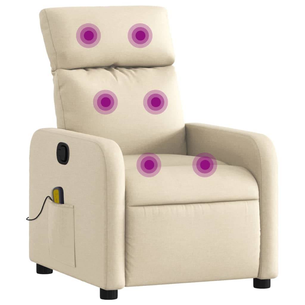 Poltrona de Massagens Reclinável Tecido Creme - 3241676976
