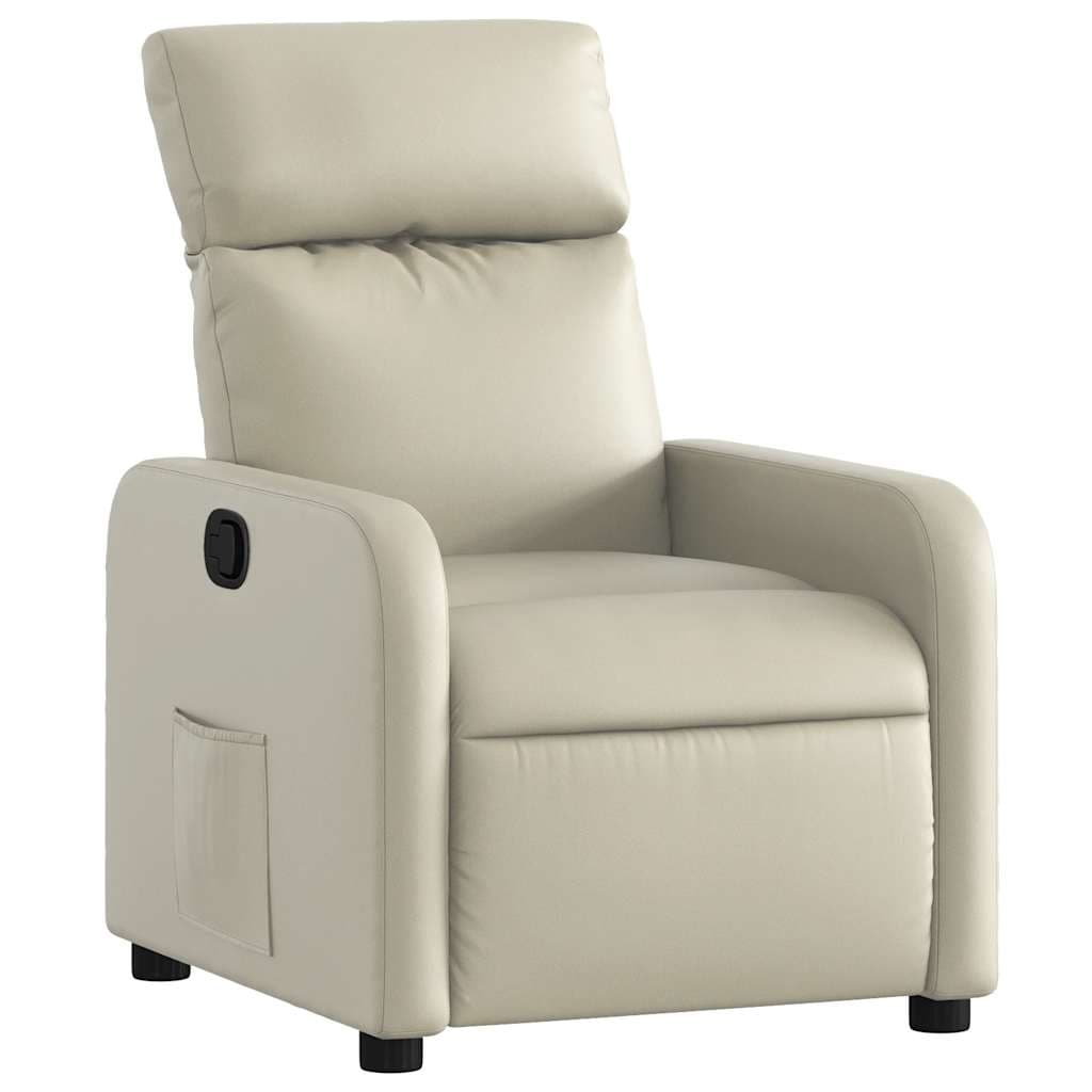 vidaXL Poltrona reclinável couro artificial cor creme