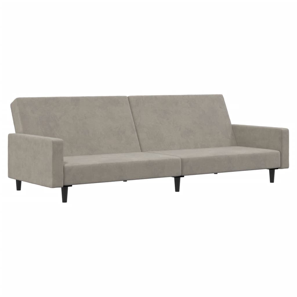 vidaXL Sofá-cama de 2 lugares veludo cinzento-claro