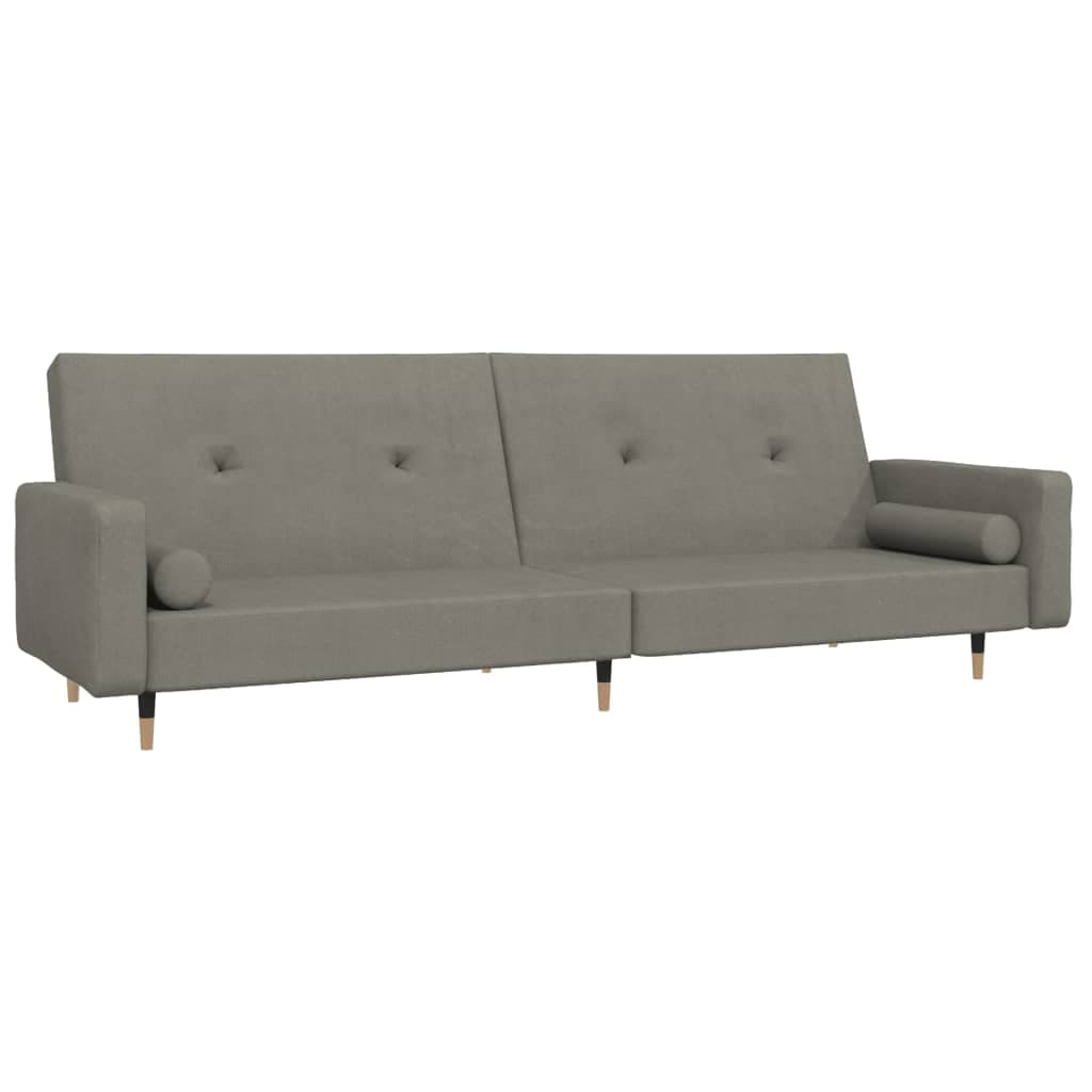 Sofá Cama vidaXL 2 Lugares com Duas Almofadas Veludo Cinzento-claro - 1181654499