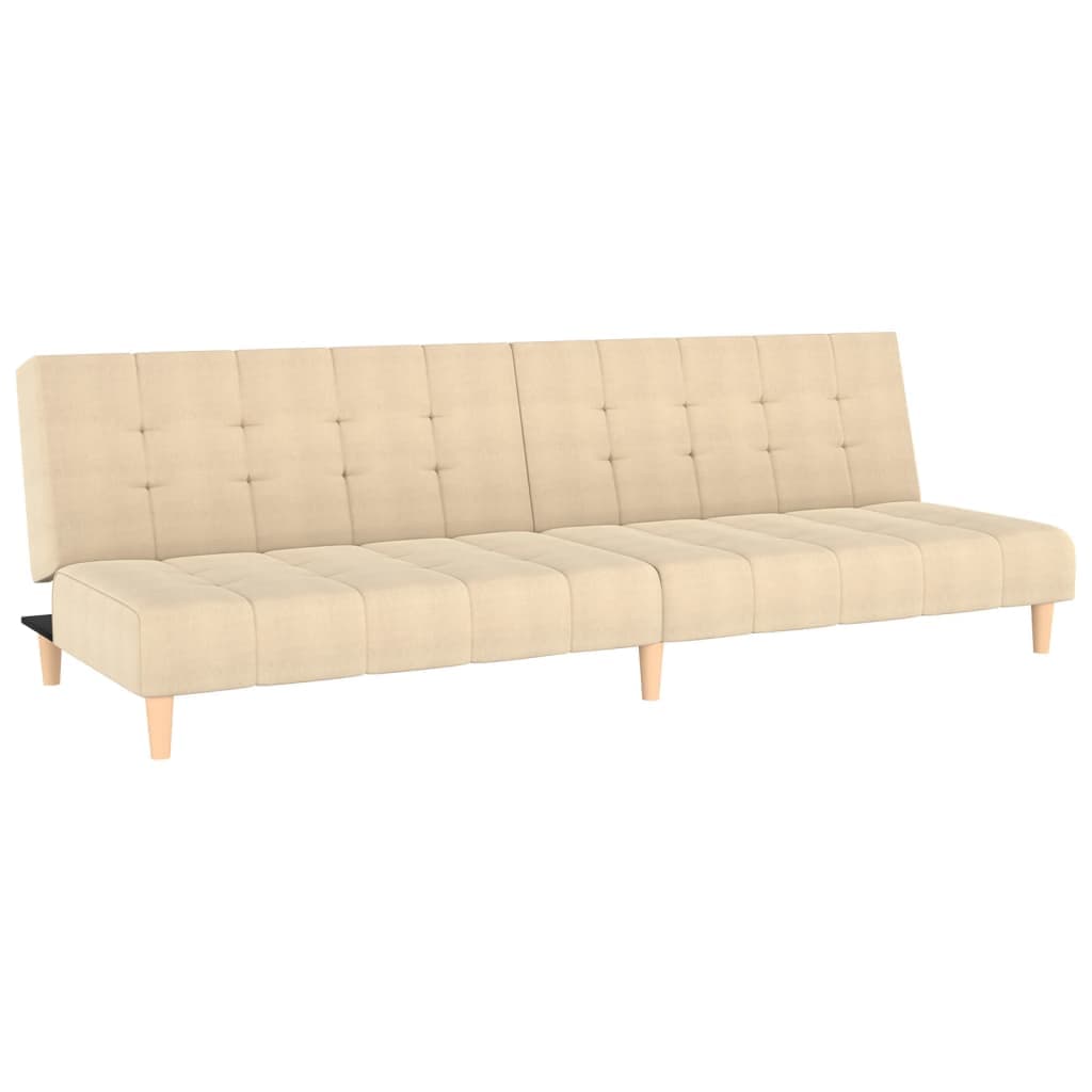 Sofá Cama vidaXL de 2 Lugares Tecido Cor Creme - 3100475813