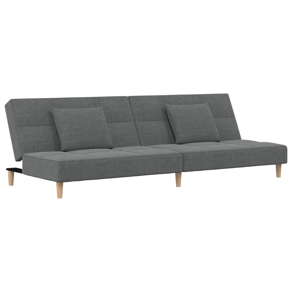 vidaXL Sofá-cama 2 lugares com duas almofadas tecido cinzento-escuro