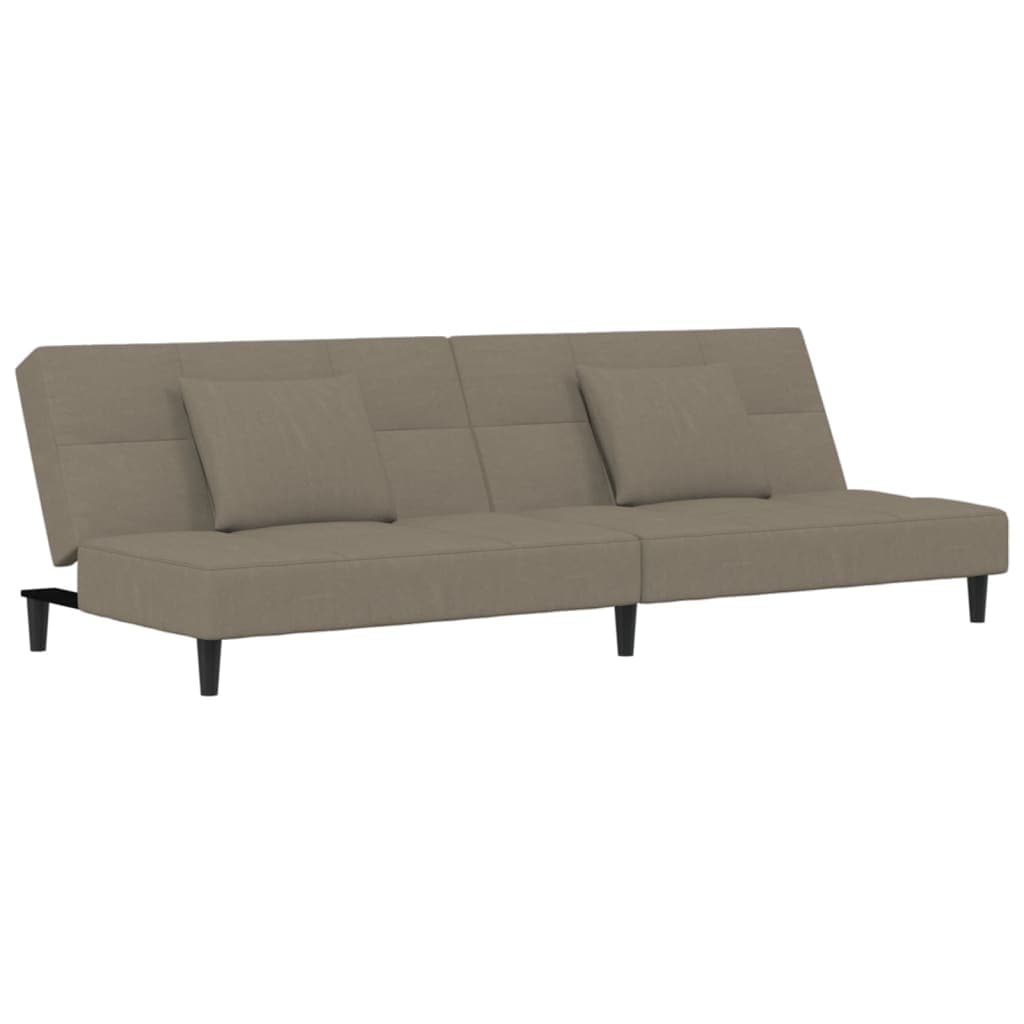 Sofá Cama vidaXL 2 Lugares com Duas Almofadas Veludo Cinzento-claro - 3471192797