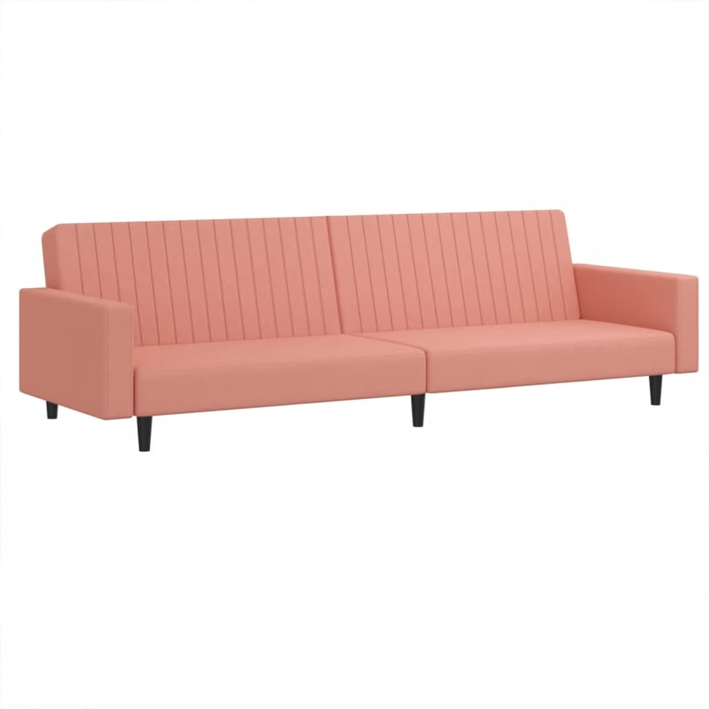 Sofá Cama vidaXL de 2 Lugares Veludo Rosa - 1110128859