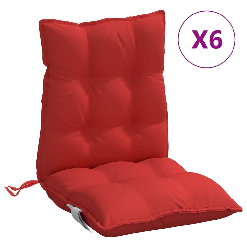 vidaXL Almofadões cadeira encosto baixo 6 pcs tecido oxford vermelho