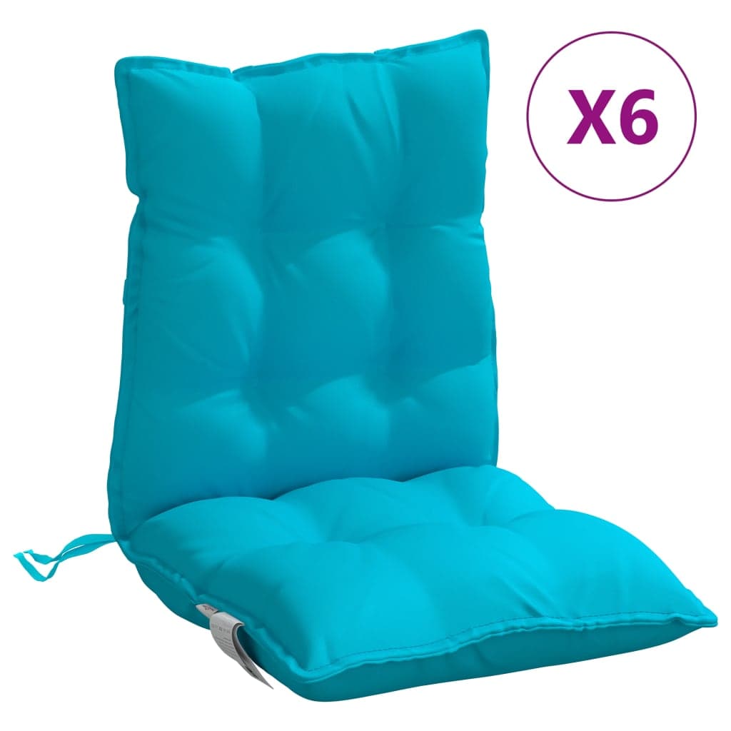 vidaXL Almofadões cadeira encosto baixo 6 pcs tecido oxford turquesa