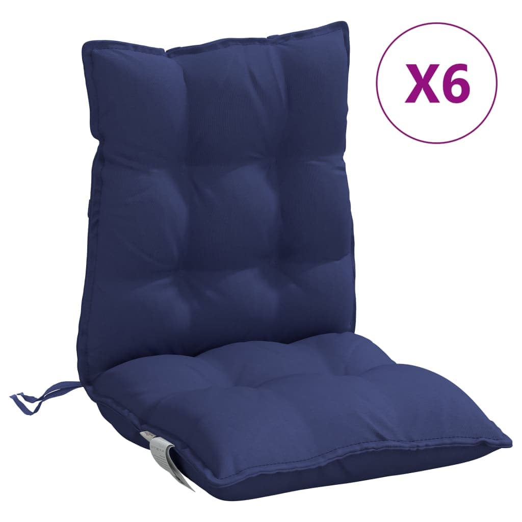 vidaXL Almofadões cadeira encosto baixo 6 pcs oxford azul-marinho