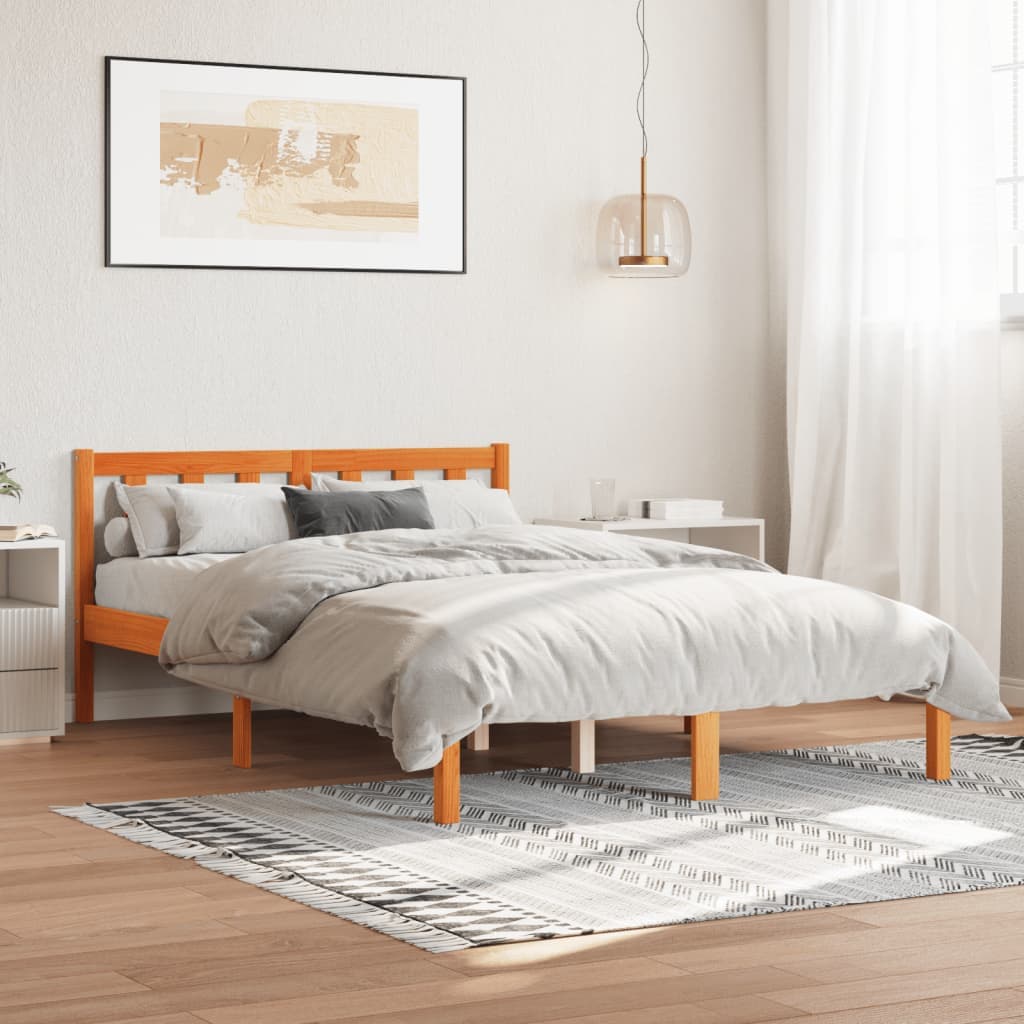 vidaXL Cama sem colchão 120x190 cm madeira pinho maciça castanho-mel