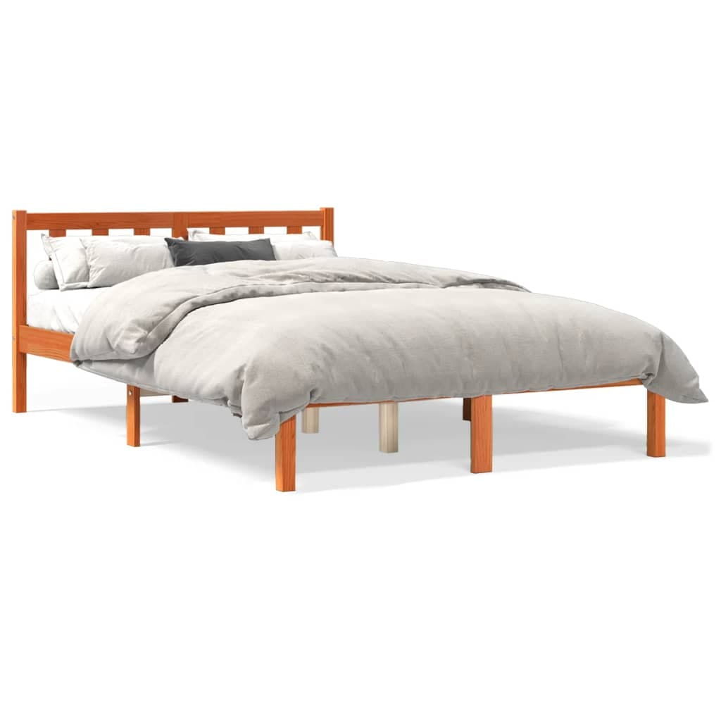 VidaXL Cama sem colchão 140x190 cm pinho maciço castanho-mel