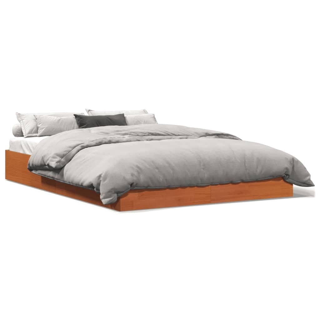 vidaXL Cama sem colchão 120x200 cm madeira pinho maciça castanho-mel