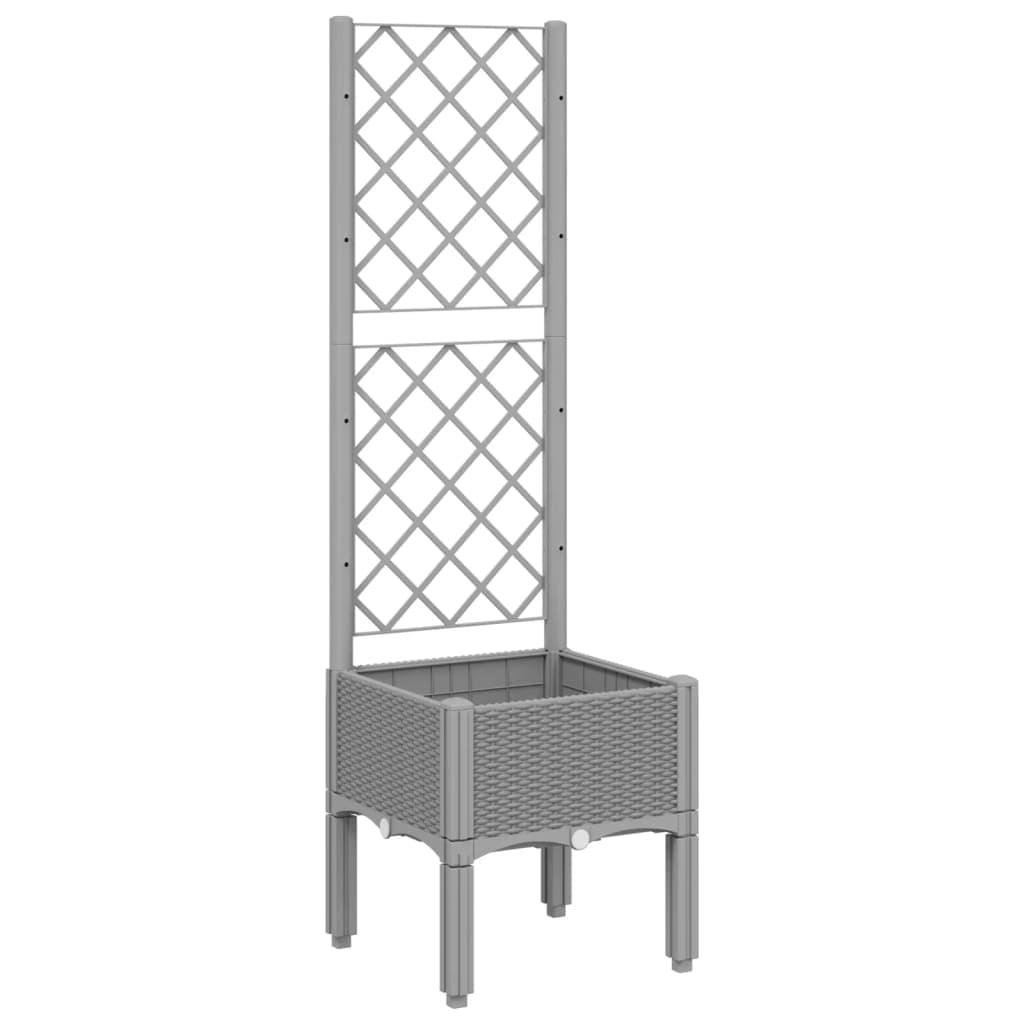 vidaXL Vaso/floreira jardim c/ treliça 40x40x142 cm PP cinzento-claro
