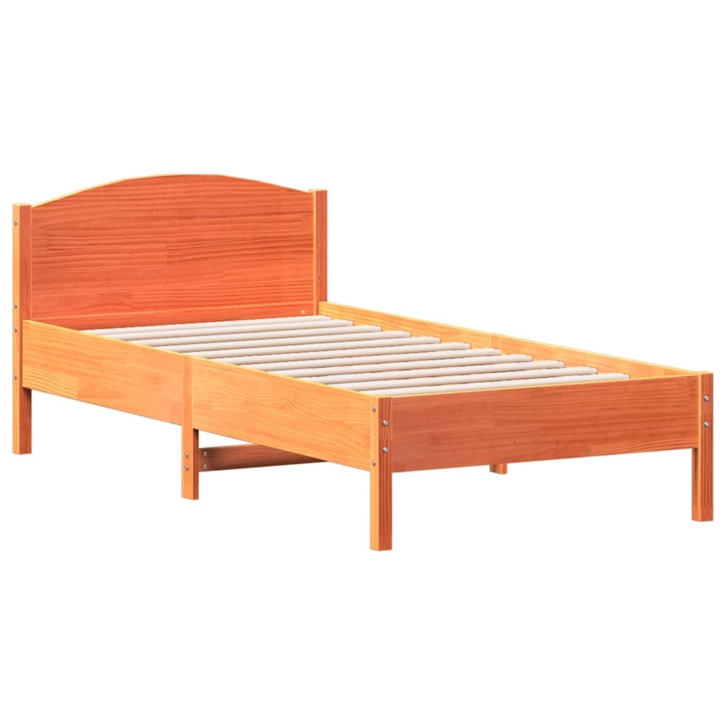 vidaXL Cama sem colchão 75x190 cm madeira de pinho maciça castanho-mel