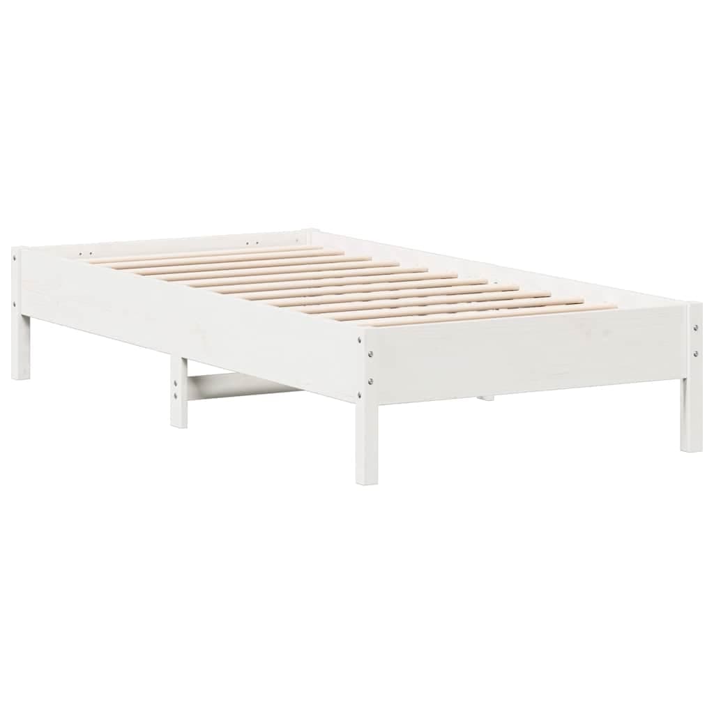 vidaXL Cama sem colchão 75x190 cm madeira de pinho maciça branco