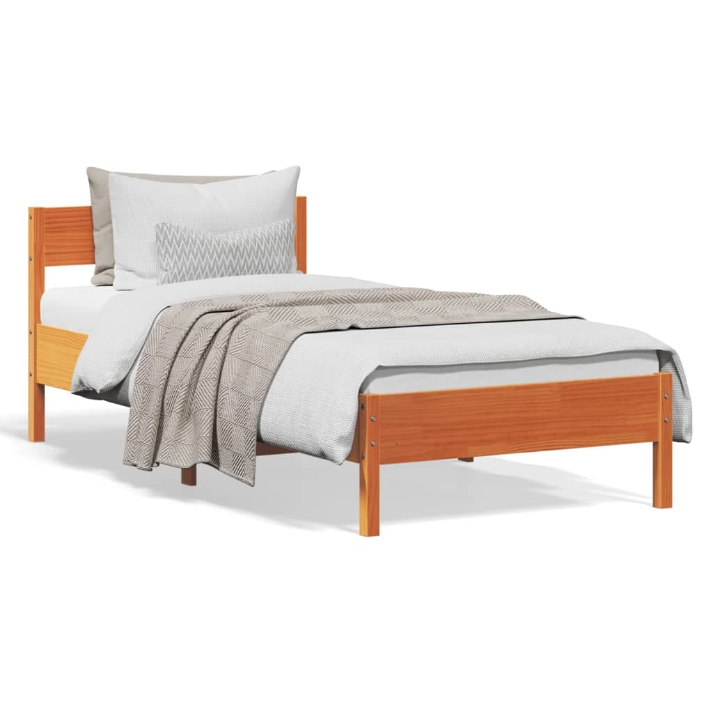 vidaXL Cama sem colchão 90x190 cm madeira de pinho maciça castanho-mel