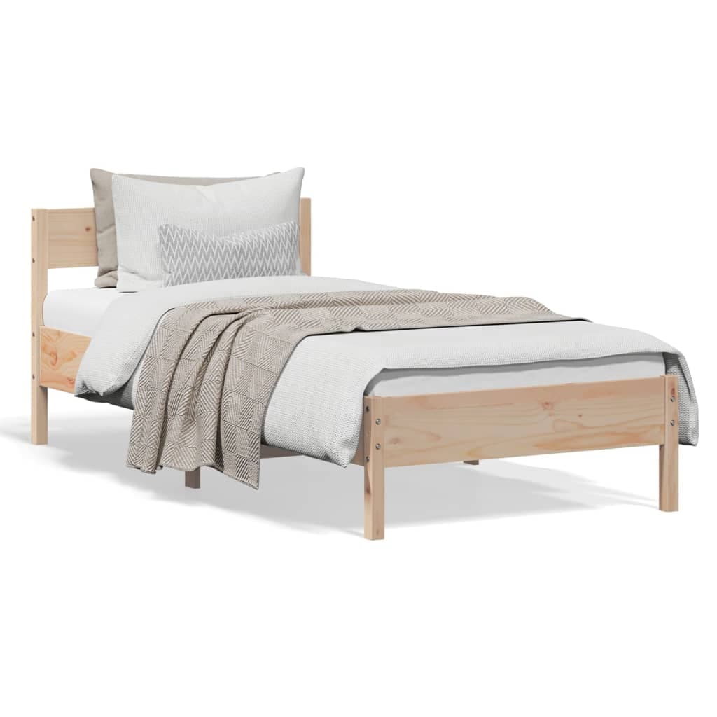 vidaXL Cama sem colchão 75x190 cm madeira de pinho maciça