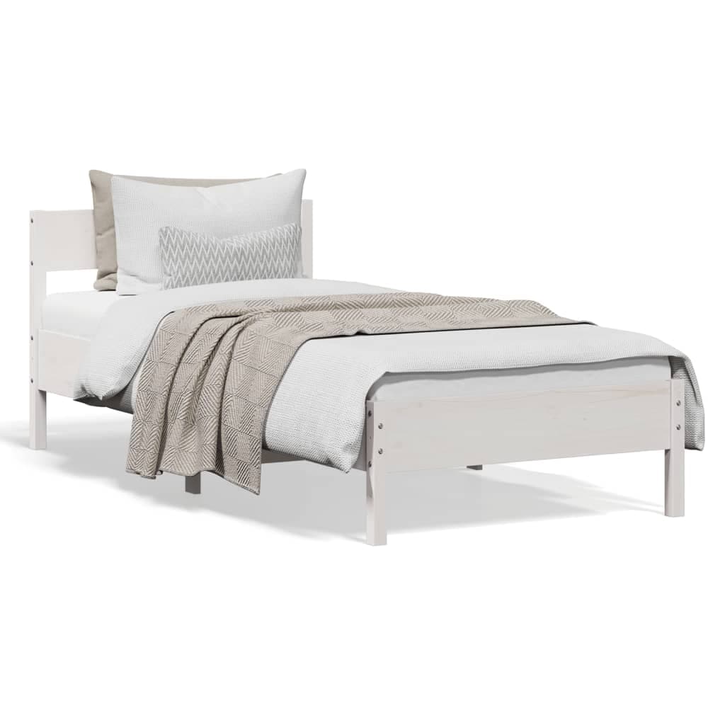 vidaXL Cama sem colchão 75x190 cm madeira de pinho maciça branco
