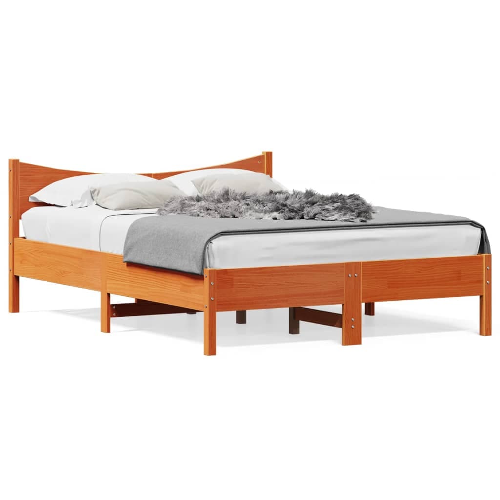 vidaXL Cama sem Colchão 120x200 cm Madeira Pinho Maciça Castanho-mel - 8721012449800