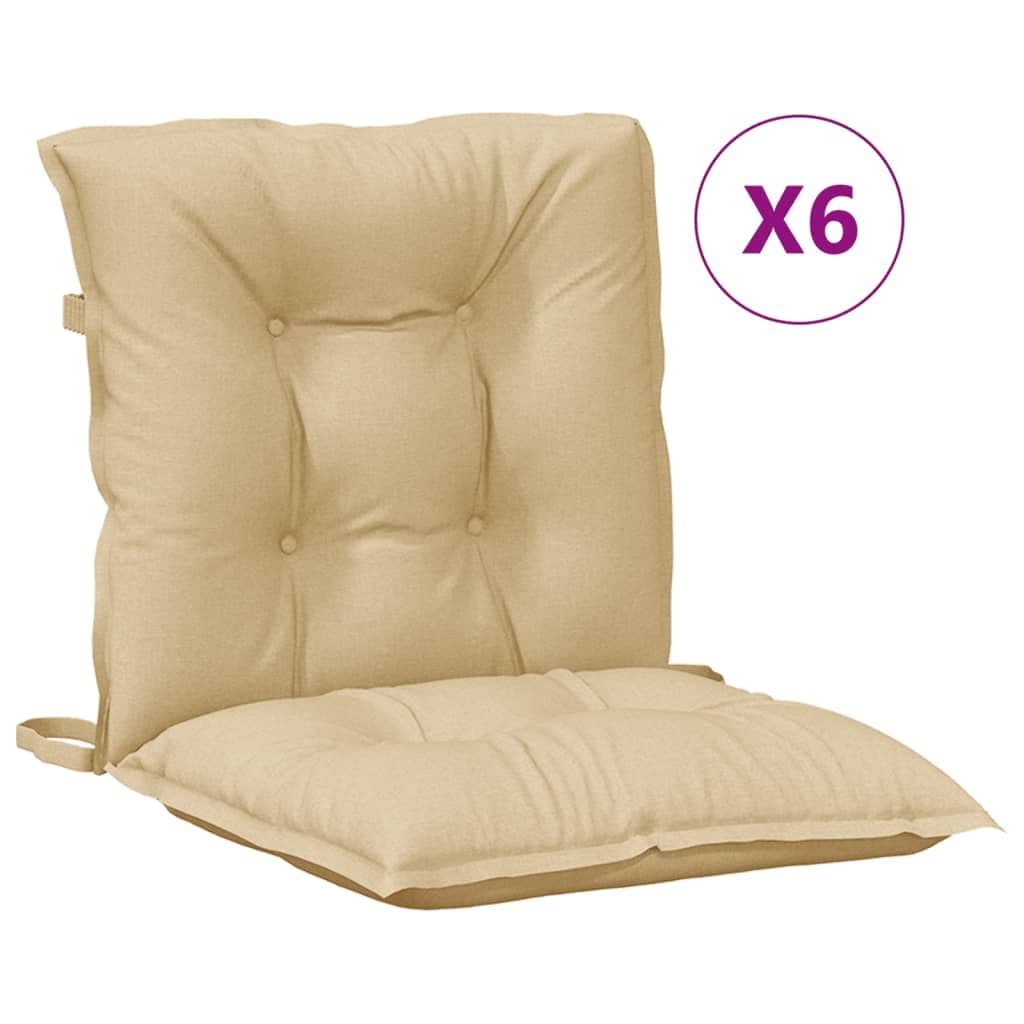 vidaXL Almofadões lombares p/ cadeiras 6pcs mesclado tecido bege