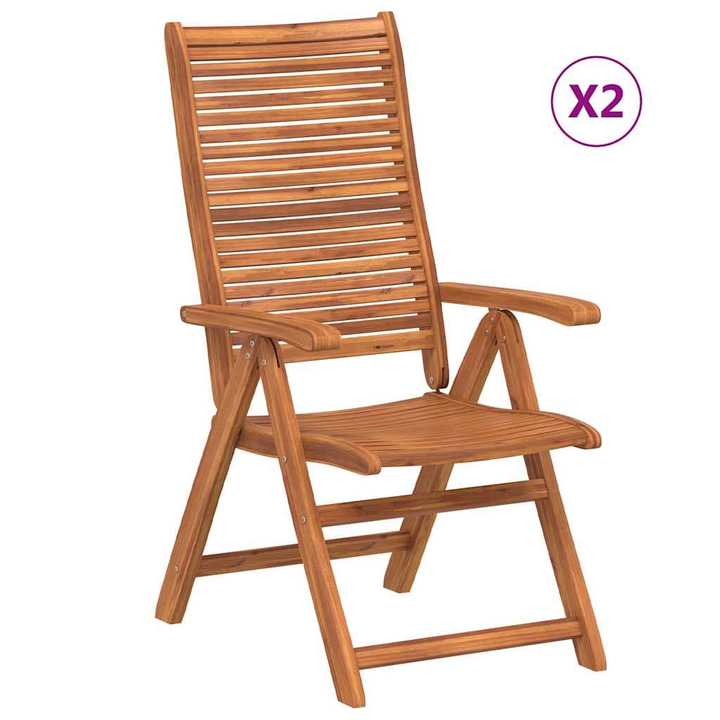 vidaXL Cadeiras de jardim dobráveis e reclináveis 2 pcs acácia maciça