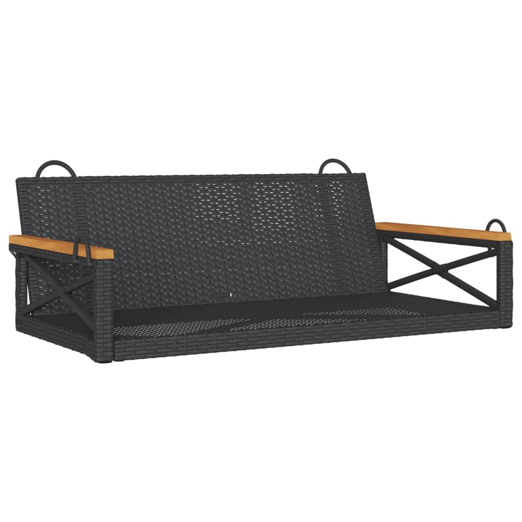 vidaXL Banco baloiço 109x62x40 cm vime PE preto