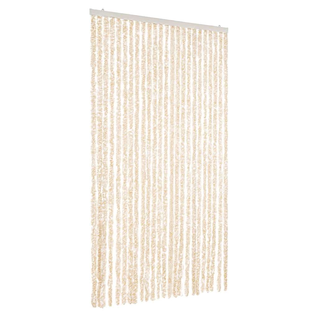 vidaXL Cortina anti-insetos 100x230 cm chenille bege e branco