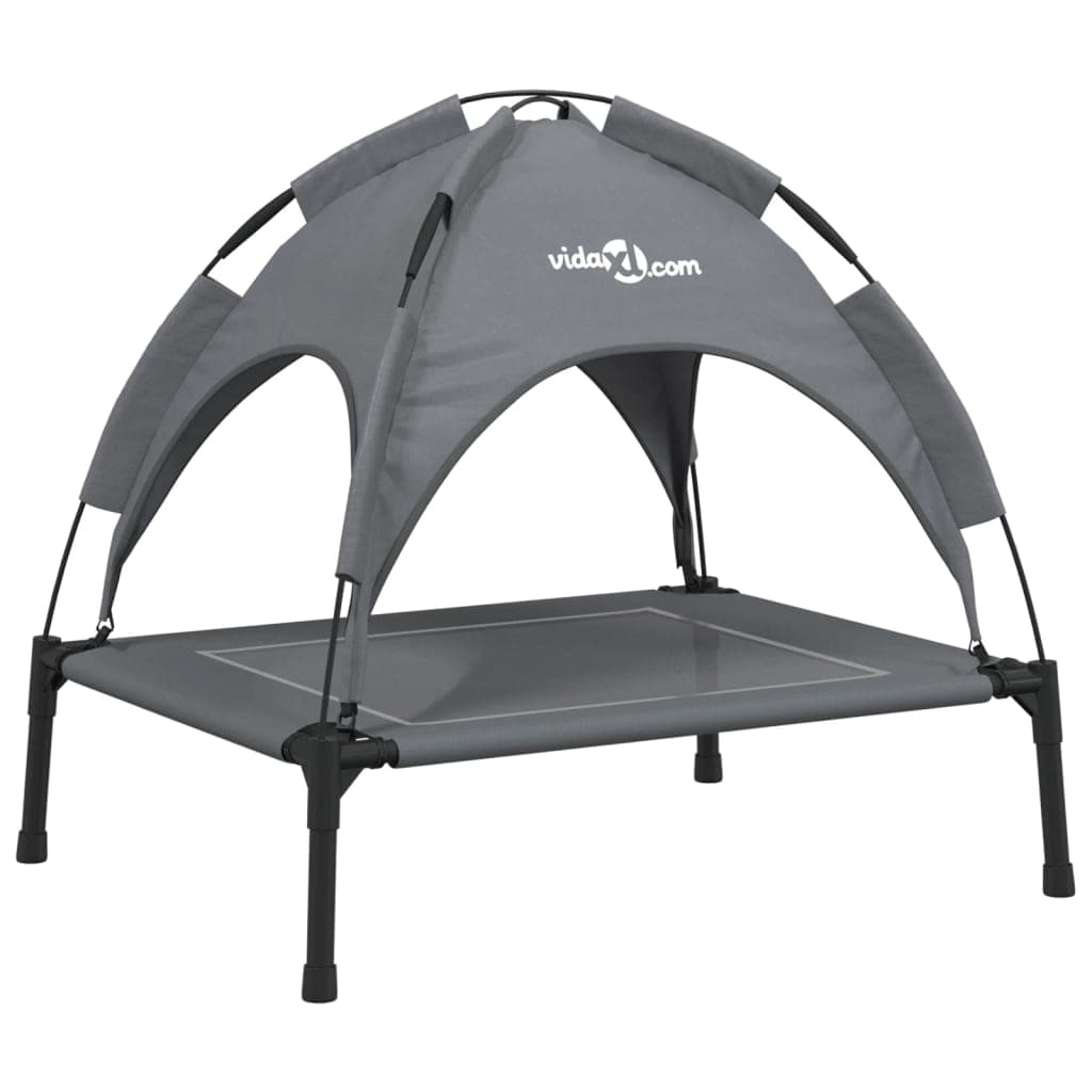 vidaXL Cama para cães com toldo tecido oxford e aço antracite