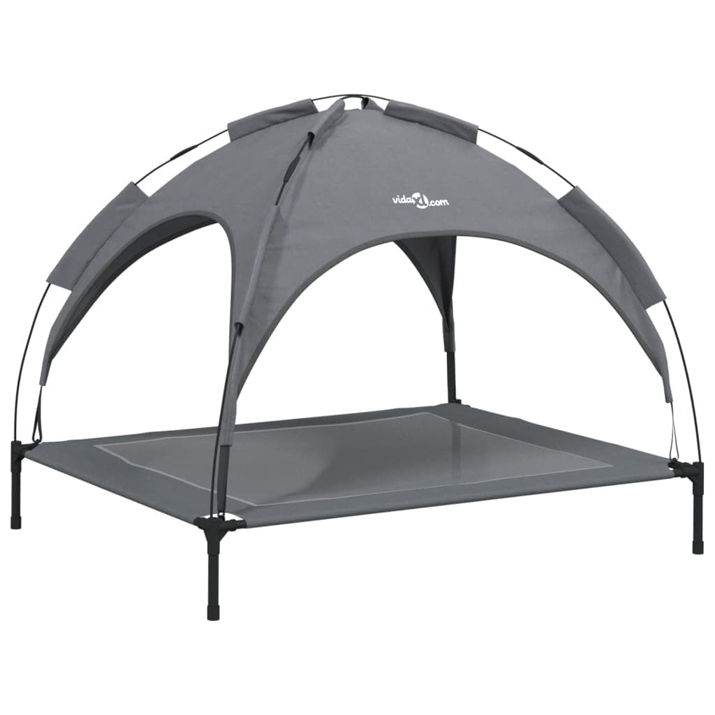 vidaXL Cama para cães com toldo tecido oxford e aço antracite