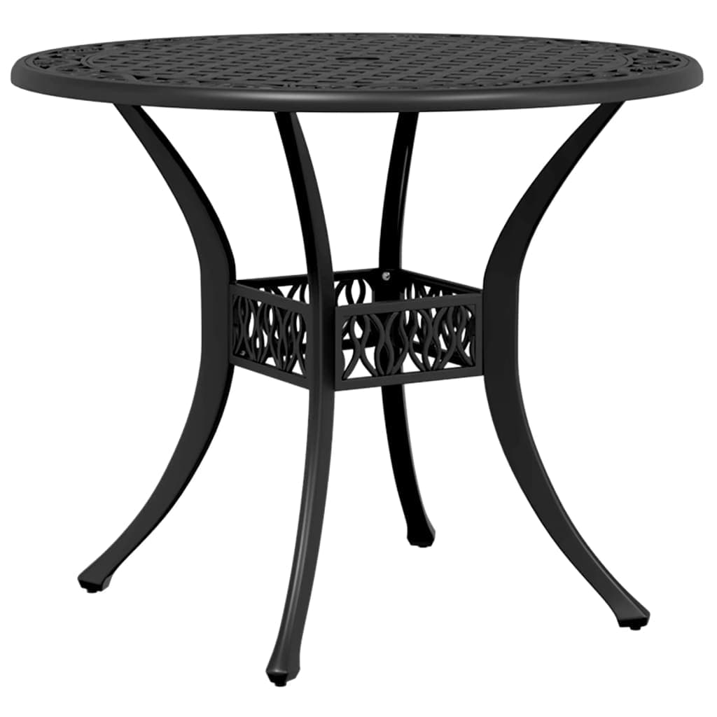 vidaXL Mesa de jardim Ø90x75 cm alumínio fundido preto