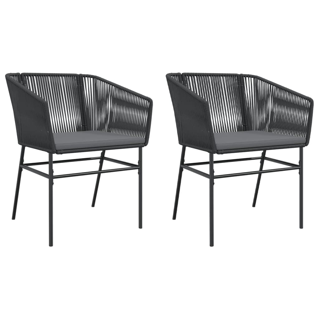 vidaXL Cadeiras de Jardim com Almofadões 2 Peças Vime Pe Preto - 3337317333