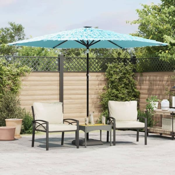vidaXL Guarda-sol de Jardim com Poste de Aço 288x288x225 cm Azul - 1237292836