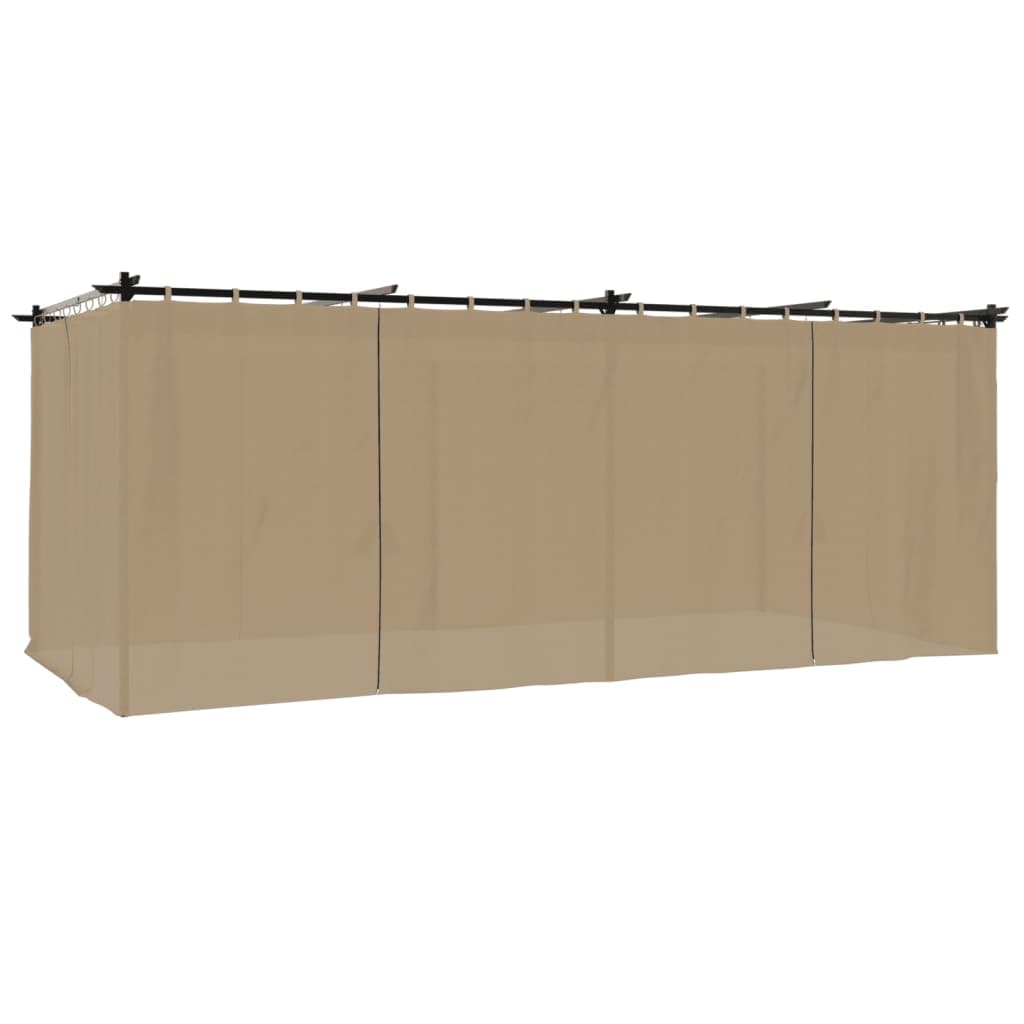 vidaXL Gazebo com Cortinas 6x3 M Aço Cinzento-acastanhado - 1469857755