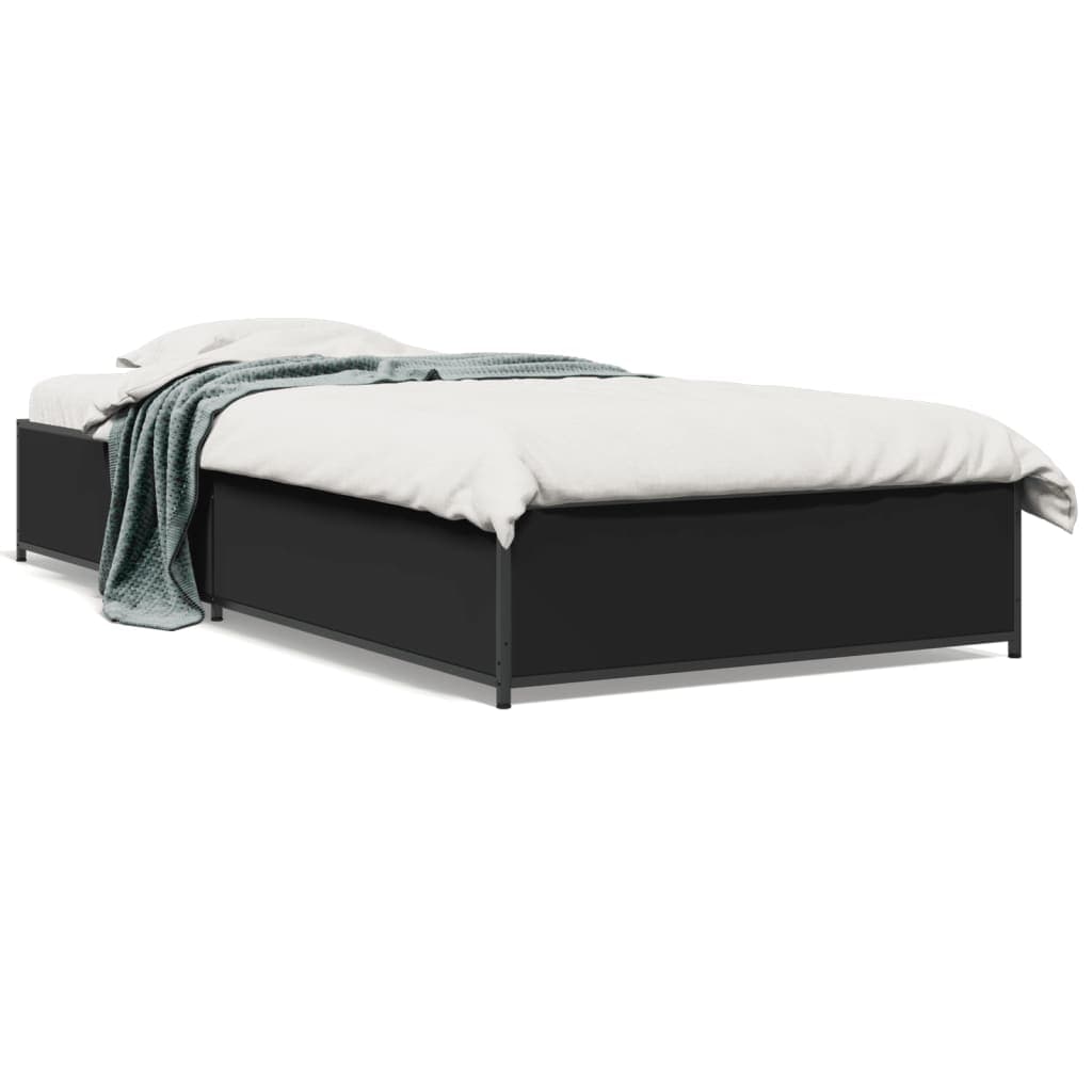 vidaXL Estrutura de Cama 75x190 cm Derivados de Madeira e Metal Preto - 923092214